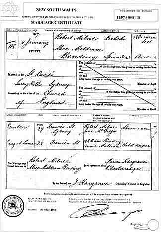 Alice's marriage certificate